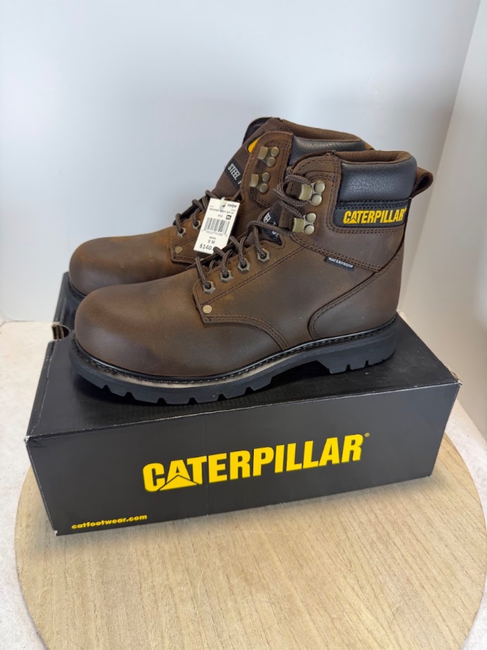 CAT Second Shift WP ST Steel Toe Waterproof Work Boots Men’s 9 M Brown NIB